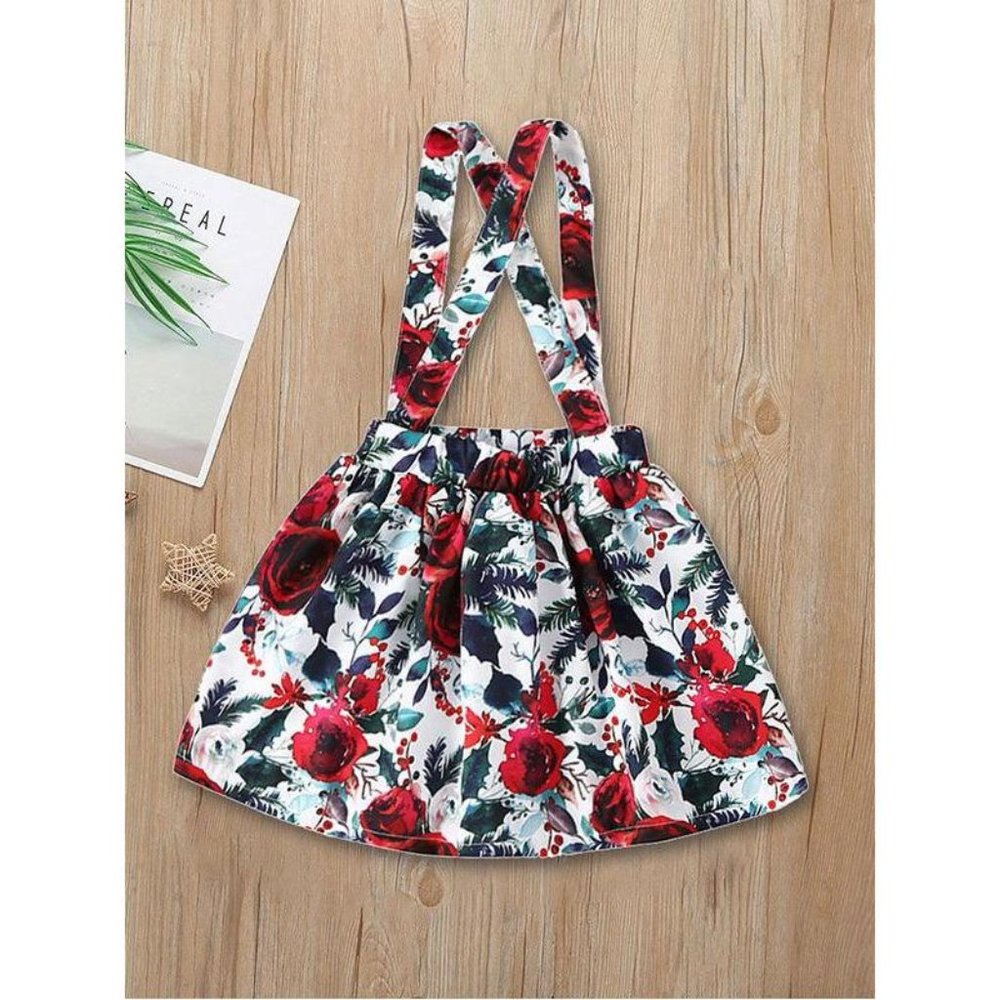 Red Floral Jumper Skirt For Girls 12M-4T Available